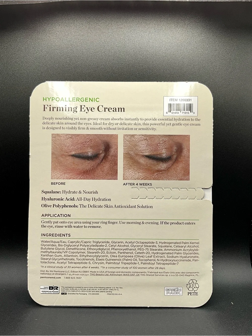 Perricone md hypoallergenic firming eye cream new sealed